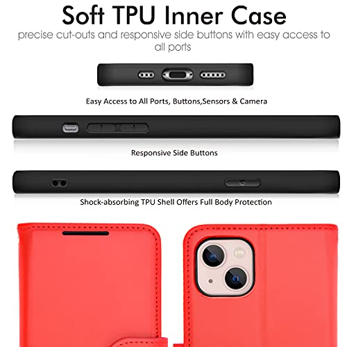 [Wallet Case] Protective Cover with Cash & Card Holder, Stand and Wrist Strap For Apple iPhone 13