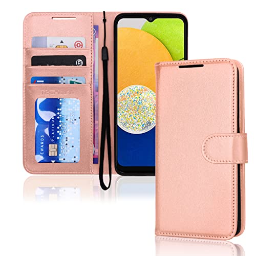 [Wallet Case] Protective Cover with Cash & Card Holder, Stand and Wrist Strap For Samsung Galaxy A03