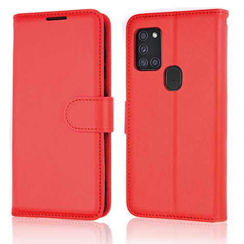 [Wallet Case] Protective Cover with Cash & Card Holder, Stand and Wrist Strap For Samsung Galaxy A21s