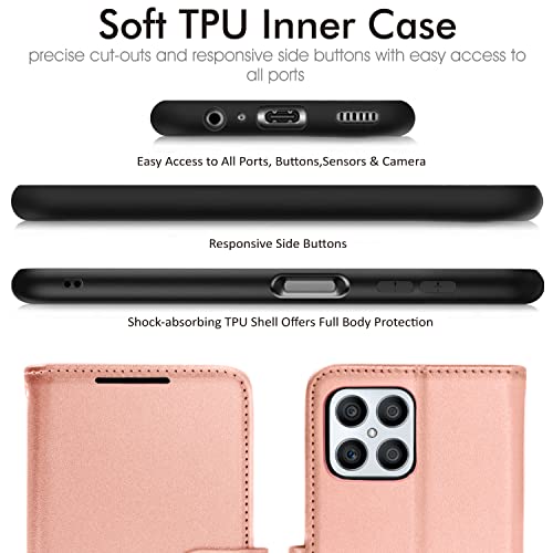 [Wallet Case] Protective Cover with Cash & Card Holder, Stand and Wrist Strap For Honor X8