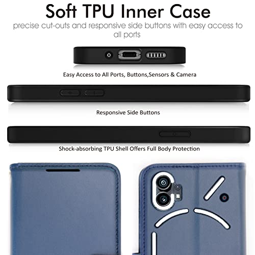 [Wallet Case] Protective Cover with Cash & Card Holder, Stand and Wrist Strap For Nothing Phone 1