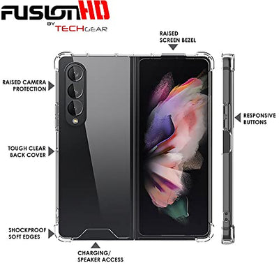 [Fusion HD Case] Shockproof Fused Gel Bumper & Hard Back Slim Clear Cover for Samsung Galaxy Z Fold 4
