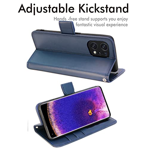 [Wallet Case] Protective Cover with Cash & Card Holder, Stand and Wrist Strap For Oppo Find X5 5G