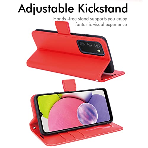 [Wallet Case] Protective Cover with Cash & Card Holder, Stand and Wrist Strap For Samsung Galaxy A03s