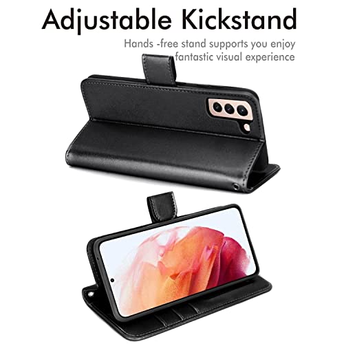 [Wallet Case] Protective Cover with Cash & Card Holder, Stand and Wrist Strap For Samsung Galaxy S21 FE 5G