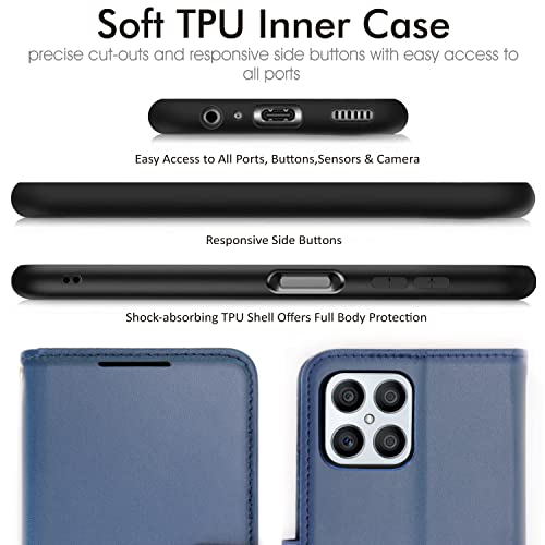 [Wallet Case] Protective Cover with Cash & Card Holder, Stand and Wrist Strap For Honor X8