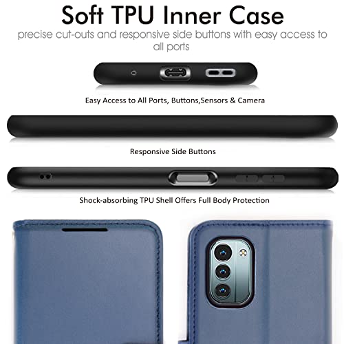 [Wallet Case] Protective Cover with Cash & Card Holder, Stand and Wrist Strap For Nokia G11 / G21