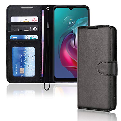 [Wallet Case] Protective Cover with Cash & Card Holder, Stand and Wrist Strap For Motorola Moto G30 / G10
