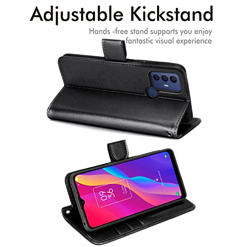[Wallet Case] Protective Cover with Cash & Card Holder, Stand and Wrist Strap For TCL 306 / TCL 305 / TCL 30 SE