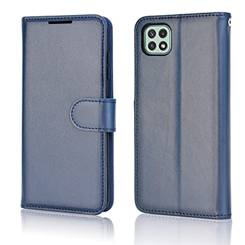 [Wallet Case] Protective Cover with Cash & Card Holder, Stand and Wrist Strap For Samsung Galaxy A22 5G