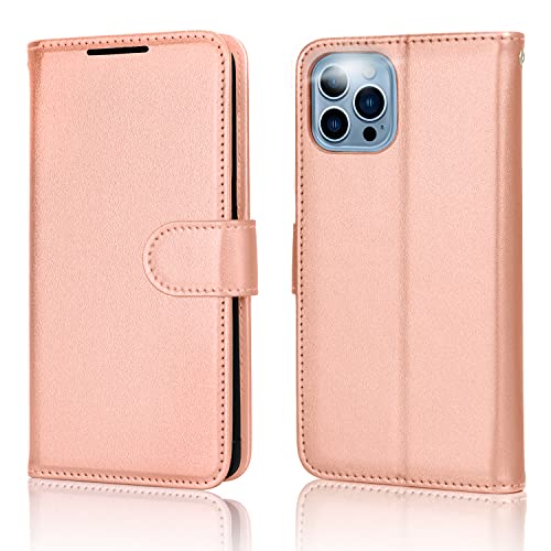 [Wallet Case] Protective Cover with Cash & Card Holder, Stand and Wrist Strap For Apple iPhone 13 Pro Max