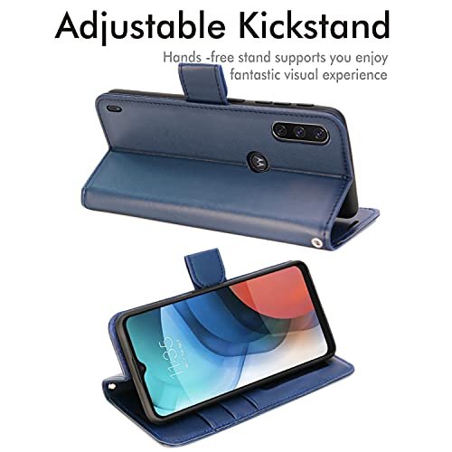[Wallet Case] Protective Cover with Cash & Card Holder, Stand and Wrist Strap For Motorola Moto E7i Power