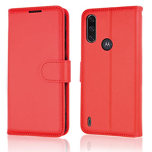 [Wallet Case] Protective Cover with Cash & Card Holder, Stand and Wrist Strap For Motorola Moto E7i Power