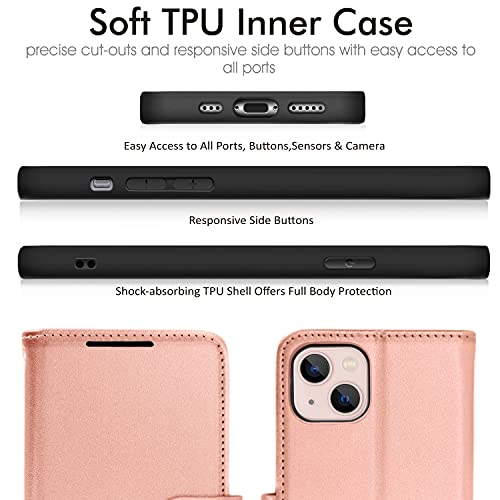 [Wallet Case] Protective Cover with Cash & Card Holder, Stand and Wrist Strap For Apple iPhone 13
