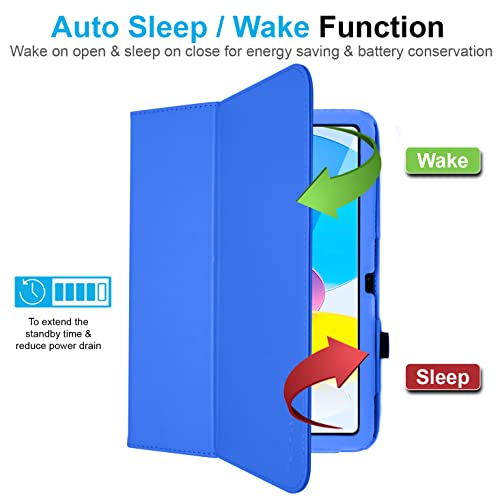 [Folio Case] Smart Cover Stand with Auto Sleep/Wake & Hand Strap For Apple iPad 11th & 10th Generation, iPad 2025 / 2022