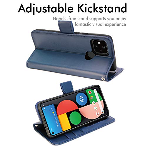 [Wallet Case] Protective Cover with Cash & Card Holder, Stand and Wrist Strap For Google Pixel 4a 5G