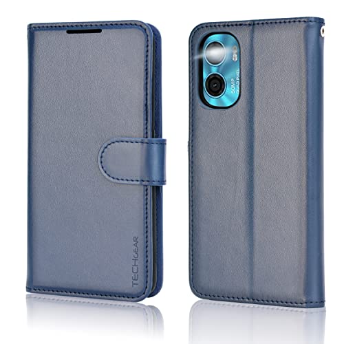 [Wallet Case] Protective Cover with Cash & Card Holder, Stand and Wrist Strap For Motorola Moto E32