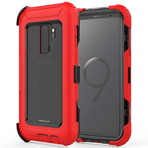 [Contender Case] Samsung Galaxy S9 Plus Heavy Duty Case with Built-in Screen Protector, 360 [Full Body] Protective Cover with Kick Stand