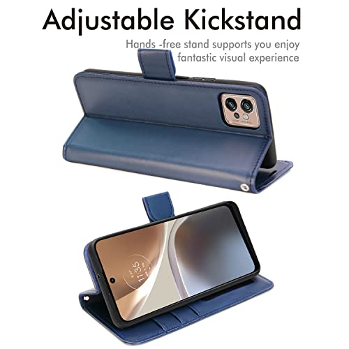 [Wallet Case] Protective Cover with Cash & Card Holder, Stand and Wrist Strap For Motorola Moto G32
