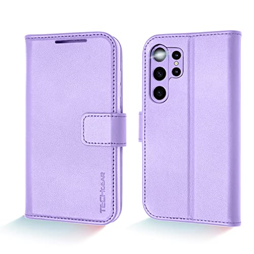 [Leather Wallet Case] Genuine Leather [RFID Blocking] Magnetic Flip Case with Card & Slots and Stand For Samsung Galaxy S23 Ultra