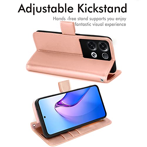 [Wallet Case] Protective Cover with Cash & Card Holder, Stand and Wrist Strap For Oppo Reno 8 Pro 5G