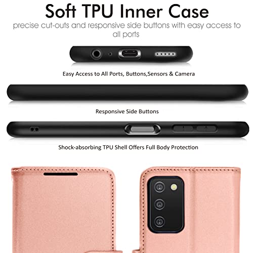 [Wallet Case] Protective Cover with Cash & Card Holder, Stand and Wrist Strap For Samsung Galaxy A03s