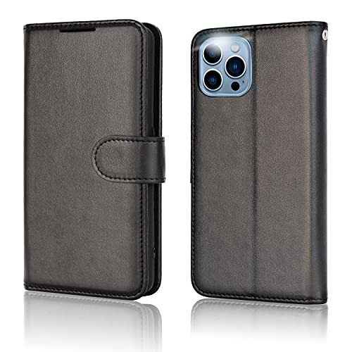[Wallet Case] Protective Cover with Cash & Card Holder, Stand and Wrist Strap For Apple iPhone 13 Pro Max