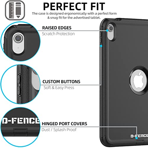 [D-FENCE Case] Tough & Rugged Smart Case For Apple iPad 11th & 10th Generation, iPad 2025 / 2022