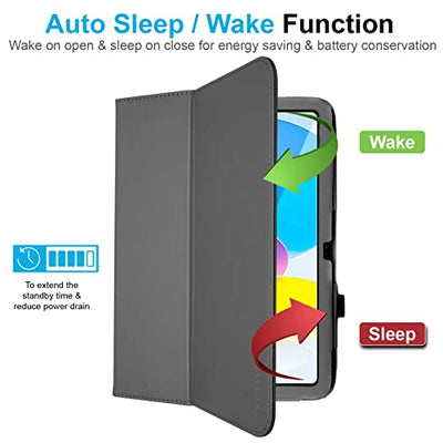 [Folio Case] Smart Cover Stand with Auto Sleep/Wake & Hand Strap For Apple iPad 11th & 10th Generation, iPad 2025 / 2022