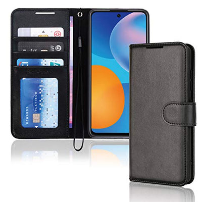 [Wallet Case] Protective Cover with Cash & Card Holder, Stand and Wrist Strap For Huawei P Smart 2021