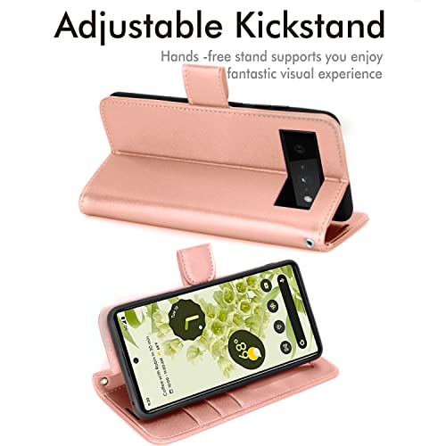 [Wallet Case] Protective Cover with Cash & Card Holder, Stand and Wrist Strap For Google Pixel 6 Pro