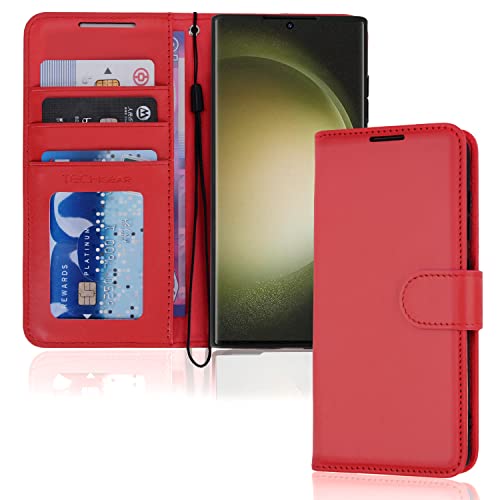 [Wallet Case] Protective Cover with Cash & Card Holder, Stand and Wrist Strap For Samsung Galaxy S23 Ultra