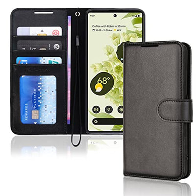 [Wallet Case] Protective Cover with Cash & Card Holder, Stand and Wrist Strap For Google Pixel 6 Pro