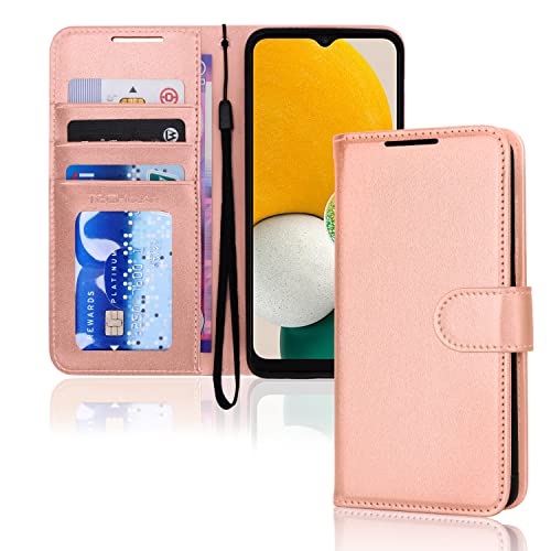[Wallet Case] Protective Cover with Cash & Card Holder, Stand and Wrist Strap For Samsung Galaxy A04s / A13 5G