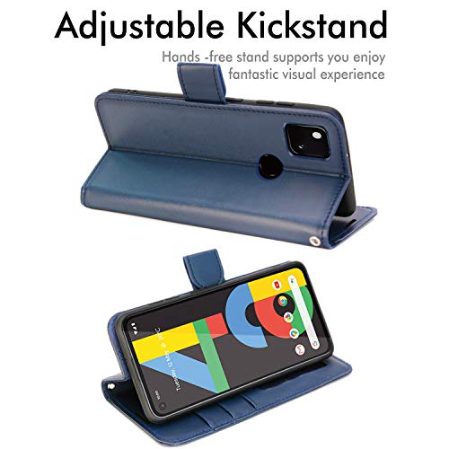 [Wallet Case] Protective Cover with Cash & Card Holder, Stand and Wrist Strap For Google Pixel 4a
