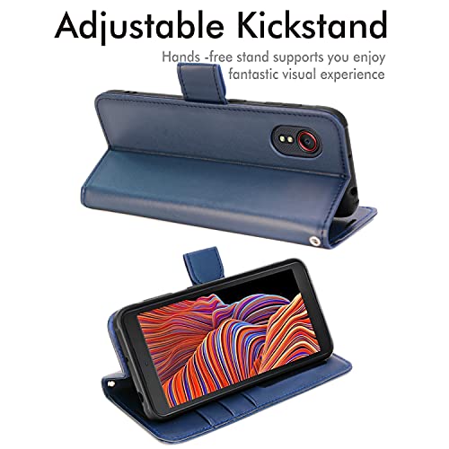 [Wallet Case] Protective Cover with Cash & Card Holder, Stand and Wrist Strap For Samsung Galaxy XCover 5