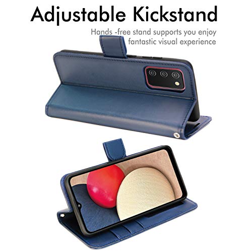 [Wallet Case] Protective Cover with Cash & Card Holder, Stand and Wrist Strap For Samsung Galaxy A02s