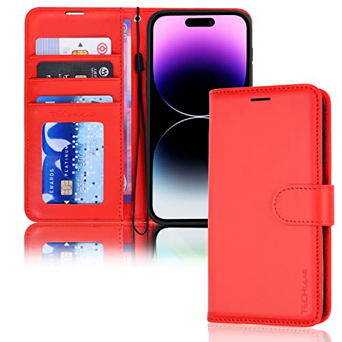 [Wallet Case] Protective Cover with Cash & Card Holder, Stand and Wrist Strap For Apple iPhone 14 Pro