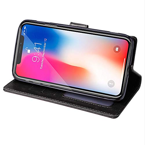 [Wallet Case] Protective Cover with Cash & Card Holder, Stand and Wrist Strap For Apple iPhone XS Max
