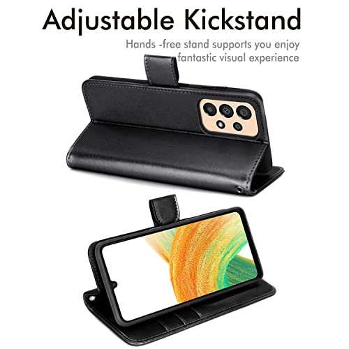[Wallet Case] Protective Cover with Cash & Card Holder, Stand and Wrist Strap For Samsung Galaxy A33 5G
