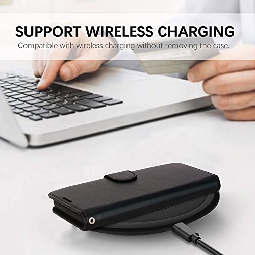 [Wallet Case] Protective Cover with Cash & Card Holder, Stand and Wrist Strap For Apple iPhone 13