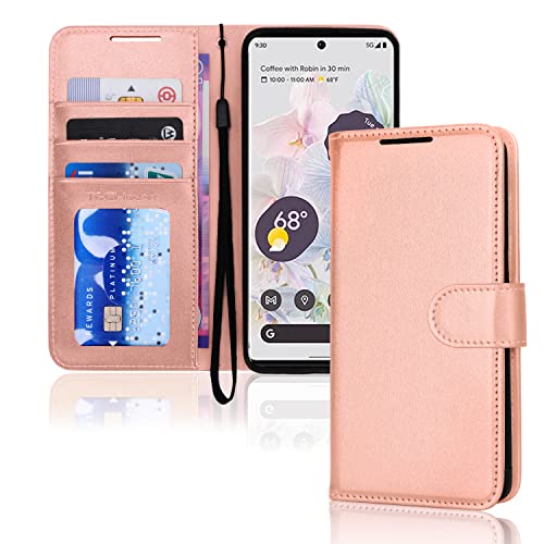 [Wallet Case] Protective Cover with Cash & Card Holder, Stand and Wrist Strap For Google Pixel 6