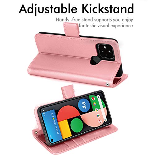 [Wallet Case] Protective Cover with Cash & Card Holder, Stand and Wrist Strap For Google Pixel 4a 5G