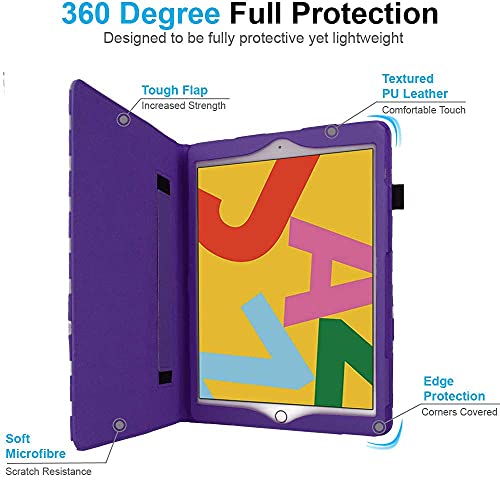 [Folio Case] Smart Cover Stand with Auto Sleep/Wake & Hand Strap For Apple iPad 10.2" 2021 / 2020 / 2019 [9th / 8th / 7th Generation]