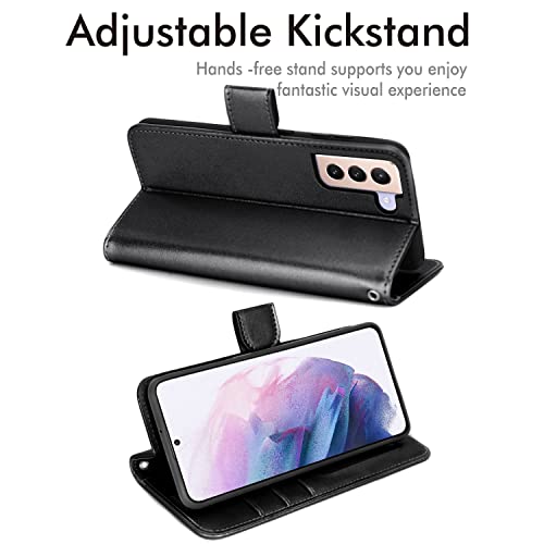 [Wallet Case] Protective Cover with Cash & Card Holder, Stand and Wrist Strap For Samsung Galaxy S22 Plus