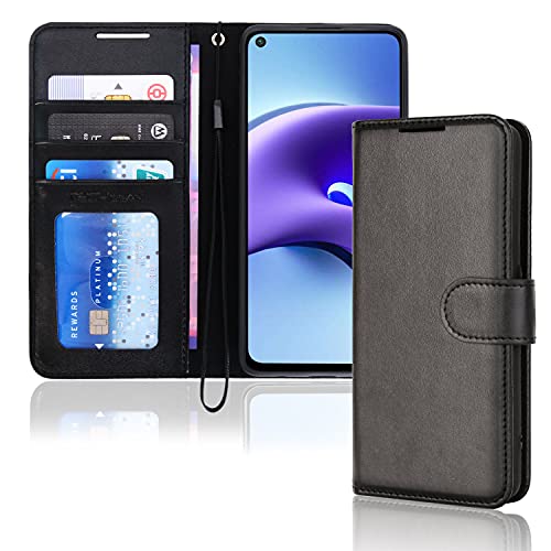 [Wallet Case] Protective Cover with Cash & Card Holder, Stand and Wrist Strap For Oppo RedMi Note 9T 5G