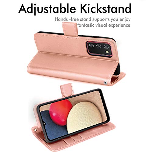[Wallet Case] Protective Cover with Cash & Card Holder, Stand and Wrist Strap For Samsung Galaxy A02s