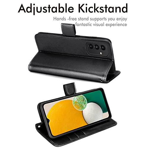 [Wallet Case] Protective Cover with Cash & Card Holder, Stand and Wrist Strap For Samsung Galaxy A04s / A13 5G