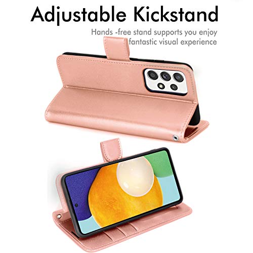 [Wallet Case] Protective Cover with Cash & Card Holder, Stand and Wrist Strap For Samsung Galaxy A52s 5G