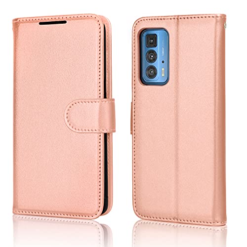 [Wallet Case] Protective Cover with Cash & Card Holder, Stand and Wrist Strap For Motorola Moto Edge 20 Pro
